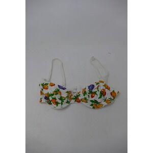 Vintage‎ Jazz Fruit Print Bra Padded Underwire White Cotton Blend Lingerie 34B